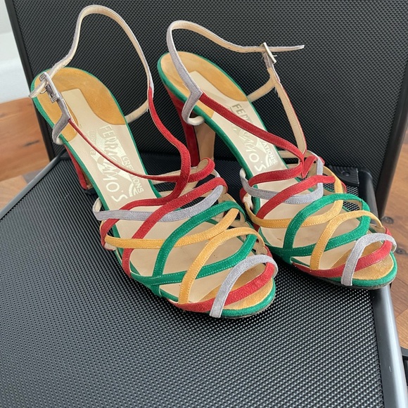 Ferragamo 130/150 Limited Edition Rainbow Strappy Heels